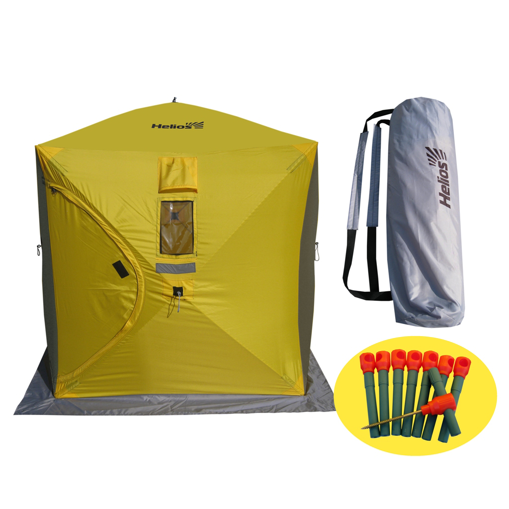 Палатка-куб для зимней рыбалки Helios Желтый/серый —  по цене .